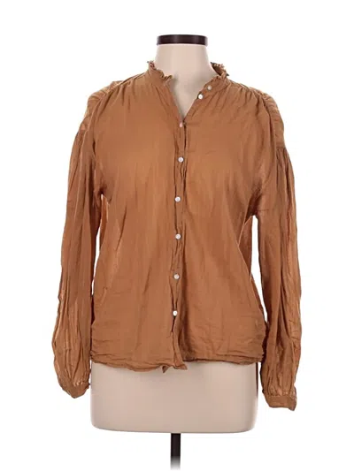 Pre-owned Antik Batik Long Sleeve Blouse In Brown
