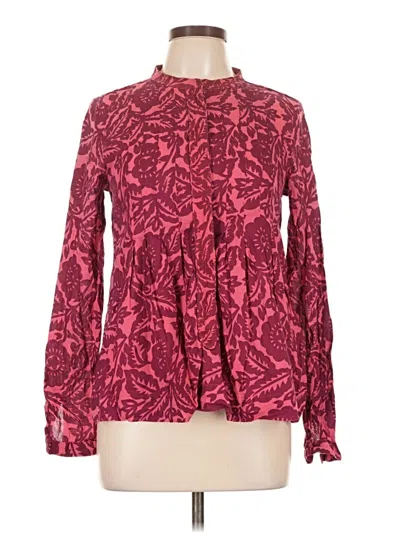 Pre-owned Antik Batik Long Sleeve Blouse In Burgundy