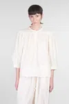 Antik Batik Gathered Button Blouse In Beige