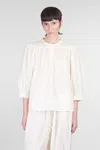 Antik Batik Gathered Button Blouse In Beige