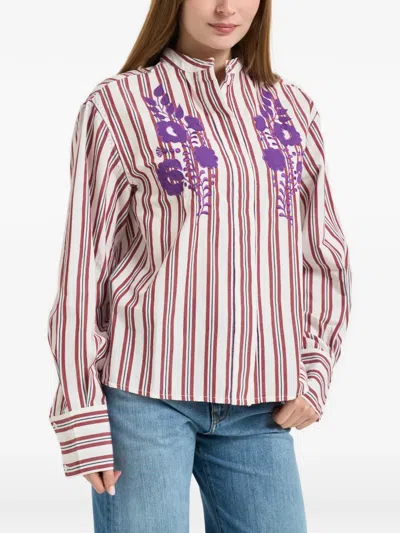 Antik Batik Miradi Striped-pattern Embroidered Shirt In Multi