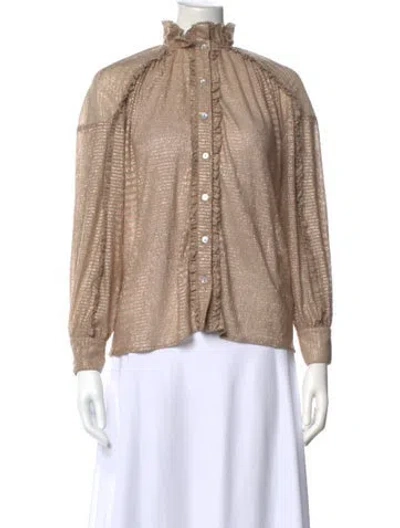 Pre-owned Antik Batik Mock Neck Blouse In Neutral