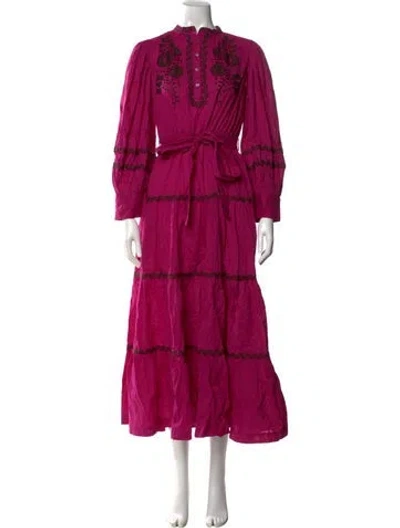 Pre-owned Antik Batik Mock Neck Long Dress In Pink