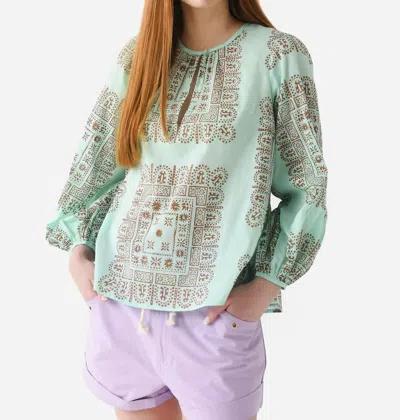 Antik Batik Nalii Long Sleeve Blouse In Aqua In Blue