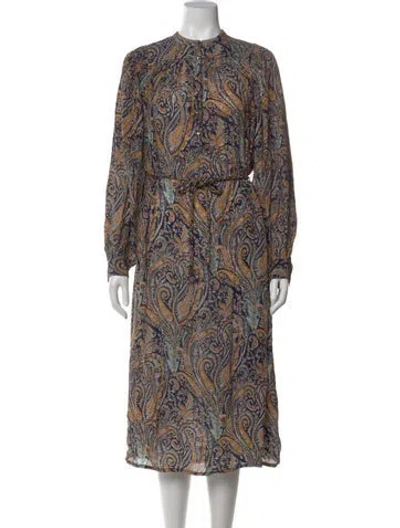 Pre-owned Antik Batik Paisley Print Long Dress In Blue