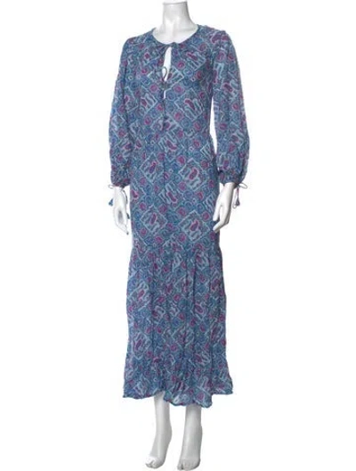 Pre-owned Antik Batik Paisley Print Long Dress In Blue