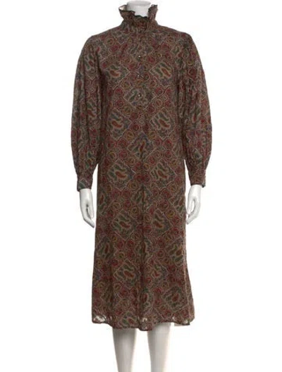 Pre-owned Antik Batik Paisley Print Long Dress In Brown