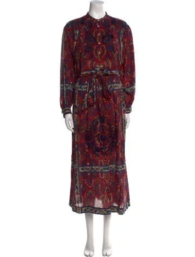 Pre-owned Antik Batik Paisley Print Long Dress In Burgundy