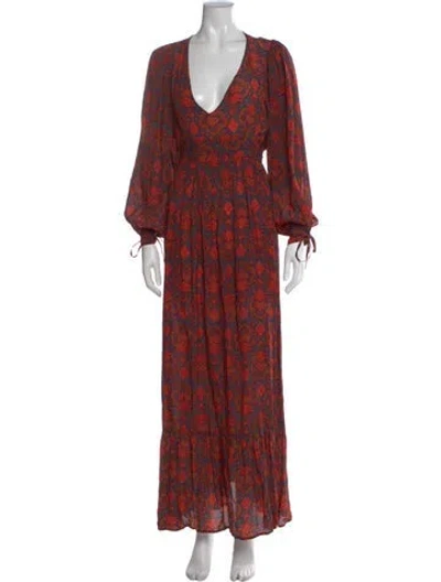 Pre-owned Antik Batik Paisley Print Long Dress In Red