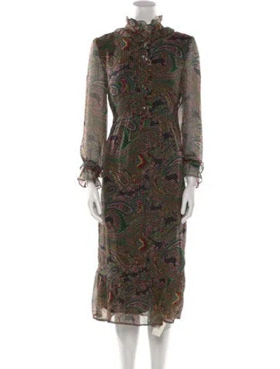 Pre-owned Antik Batik Paisley Print Midi Length Dress In Black