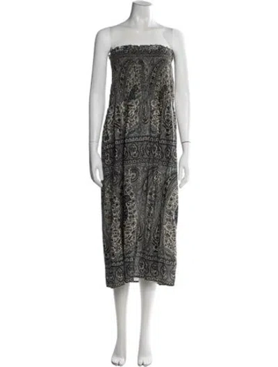 Pre-owned Antik Batik Paisley Print Midi Length Dress In Black