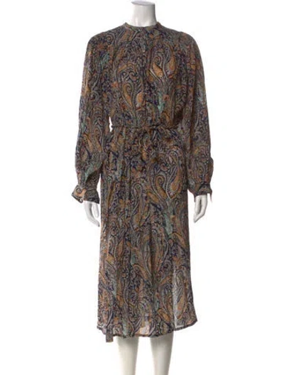 Pre-owned Antik Batik Paisley Print Midi Length Dress In Blue