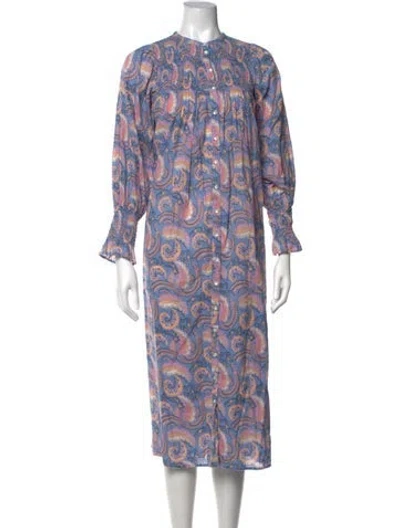 Pre-owned Antik Batik Paisley Print Midi Length Dress In Blue