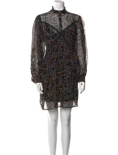 Pre-owned Antik Batik Paisley Print Mini Dress In Black
