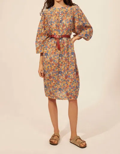 Antik Batik Paolina Dress In Rust In Multi