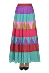 Antik Batik Patchwork Cotton Skirt In Multicoloured