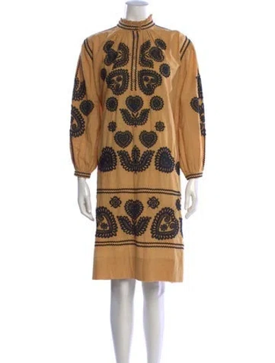 Pre-owned Antik Batik Patterned Knee-length Dress In Orange