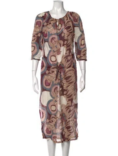 Pre-owned Antik Batik Patterned Midi Length Dress In Multi