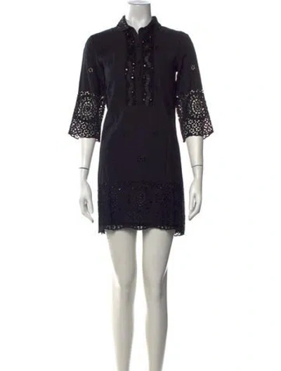 Pre-owned Antik Batik Patterned Mini Dress In Black