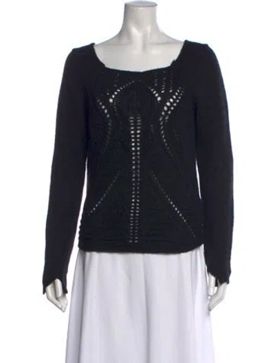 Pre-owned Antik Batik Patterned Square Neckline Sweater In Black