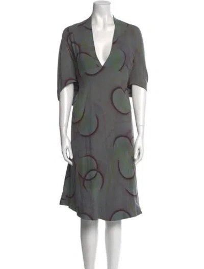 Pre-owned Antik Batik Printed Knee-length Dress In Gray