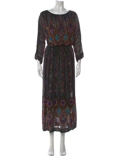 Pre-owned Antik Batik Printed Long Dress In Black