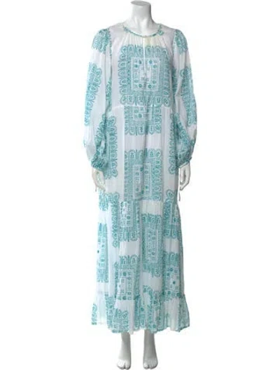 Pre-owned Antik Batik Printed Long Dress In Blue