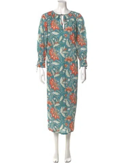 Pre-owned Antik Batik Printed Long Dress In Blue