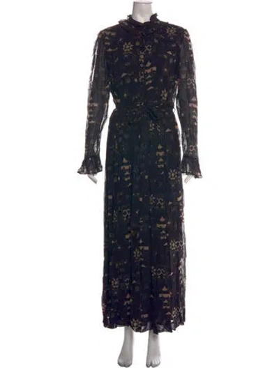Pre-owned Antik Batik Printed Long Dress In Blue
