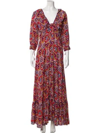 Pre-owned Antik Batik Printed Long Dress In Red