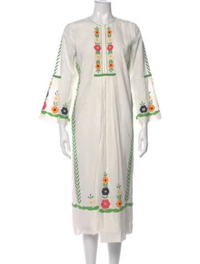 Pre-owned Antik Batik Printed Long Dress In White