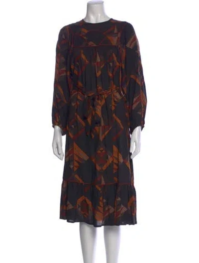 Pre-owned Antik Batik Printed Midi Length Dress In Black