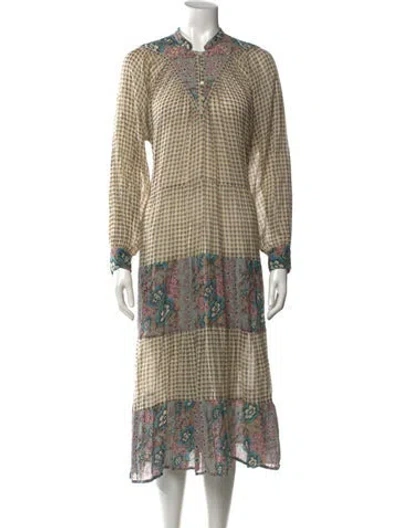 Pre-owned Antik Batik Printed Midi Length Dress In Neutrals