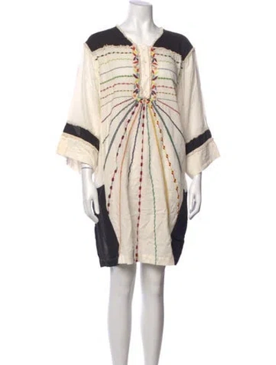 Pre-owned Antik Batik Printed Mini Dress In Neutral