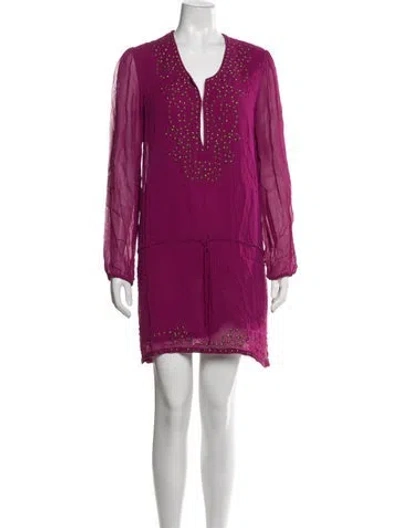 Pre-owned Antik Batik Printed Mini Dress In Purple