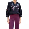 Antik Batik Rafi Blouse In Black In Blue