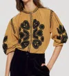 ANTIK BATIK ROBBY EMBROIDERED BLOUSE IN CAMEL