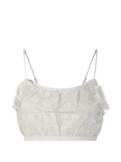 Antik Batik Ruffled Lace Top In Neutral
