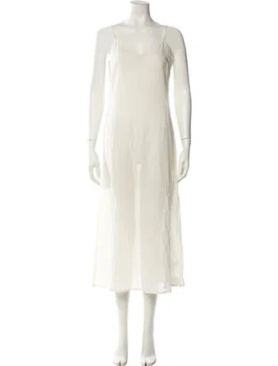 Pre-owned Antik Batik Scoop Neck Midi Length Dress In White