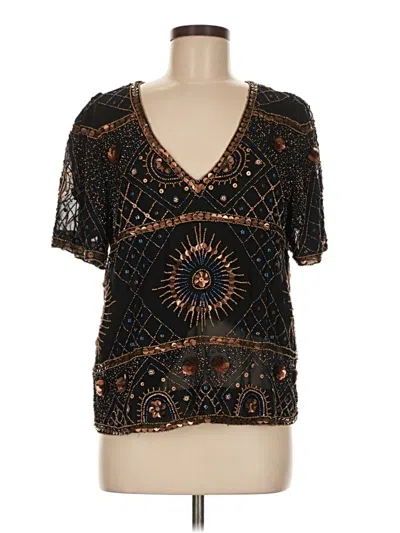 Pre-owned Antik Batik Short Sleeve Blouse In Black