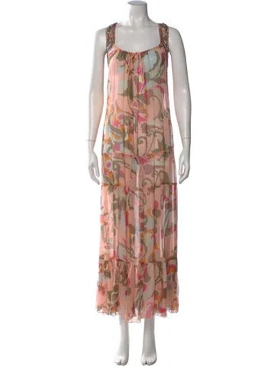 Pre-owned Antik Batik Silk Long Dress In Multi