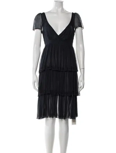 Pre-owned Antik Batik Silk Midi Length Dress In Black