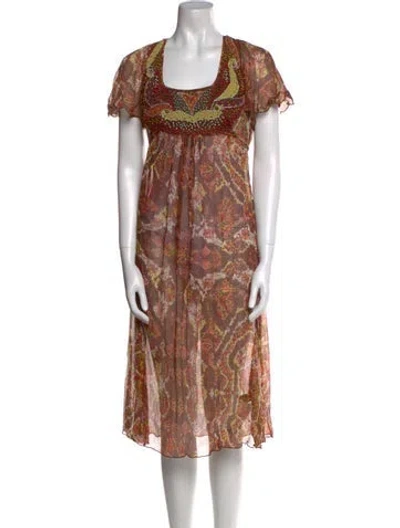 Pre-owned Antik Batik Silk Midi Length Dress In Multi