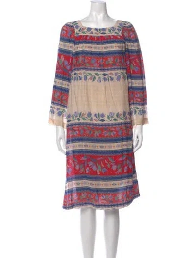 Pre-owned Antik Batik Silk Midi Length Dress In Neutral