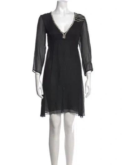 Pre-owned Antik Batik Silk Mini Dress In Black