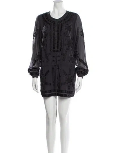 Pre-owned Antik Batik Silk Mini Dress In Gray