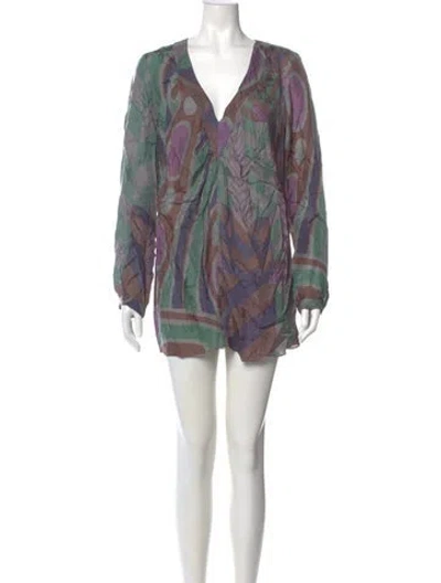 Pre-owned Antik Batik Silk Mini Dress In Green