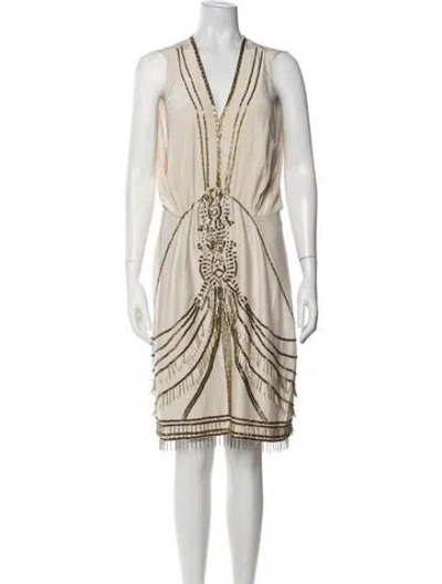 Pre-owned Antik Batik Silk Mini Dress In Neutrals