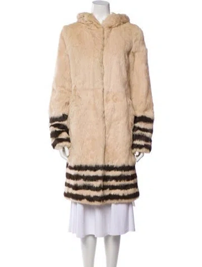 Pre-owned Antik Batik Striped Fur Coat In Neutral