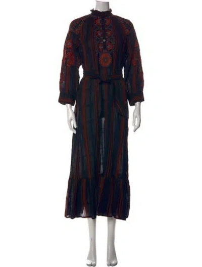 Pre-owned Antik Batik Striped Long Dress In Blue